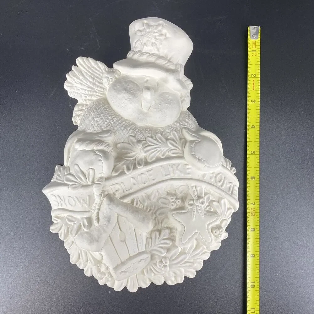 Ready to Paint Ceramic Bisque Snowman Plaque 10” Snow Place Like Home Christmas
